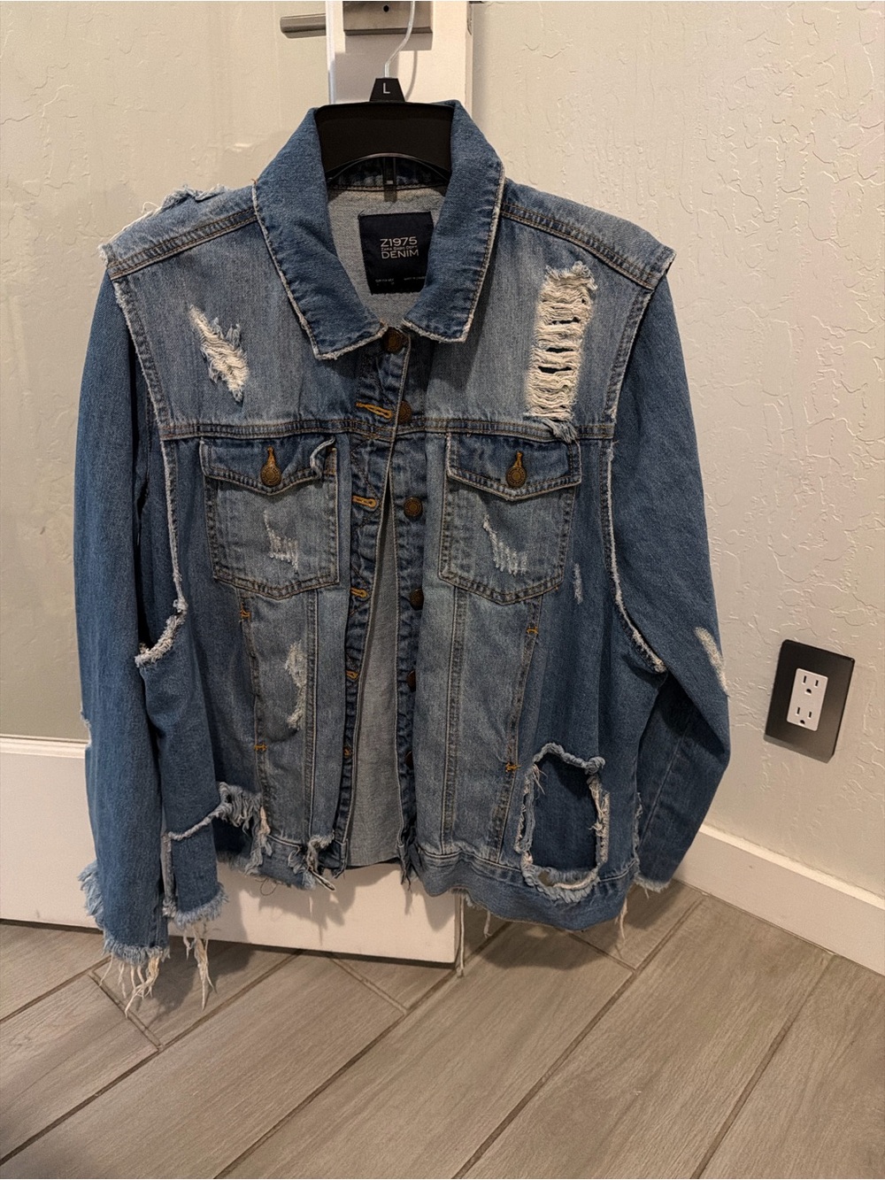 Zara Distressed Light Blue Kids Denim Jacket